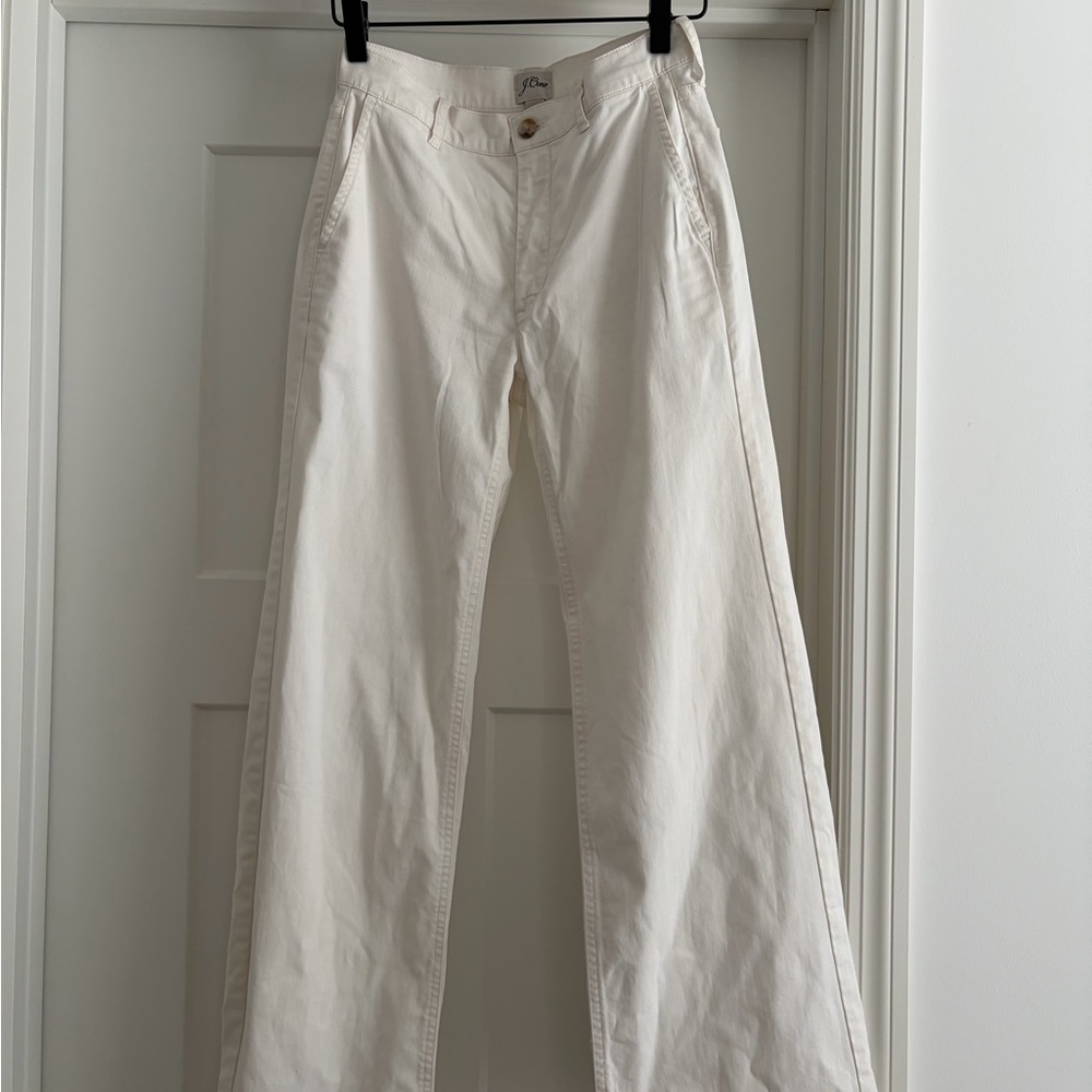 J. Crew Wide-Leg Pants in Ivory White
